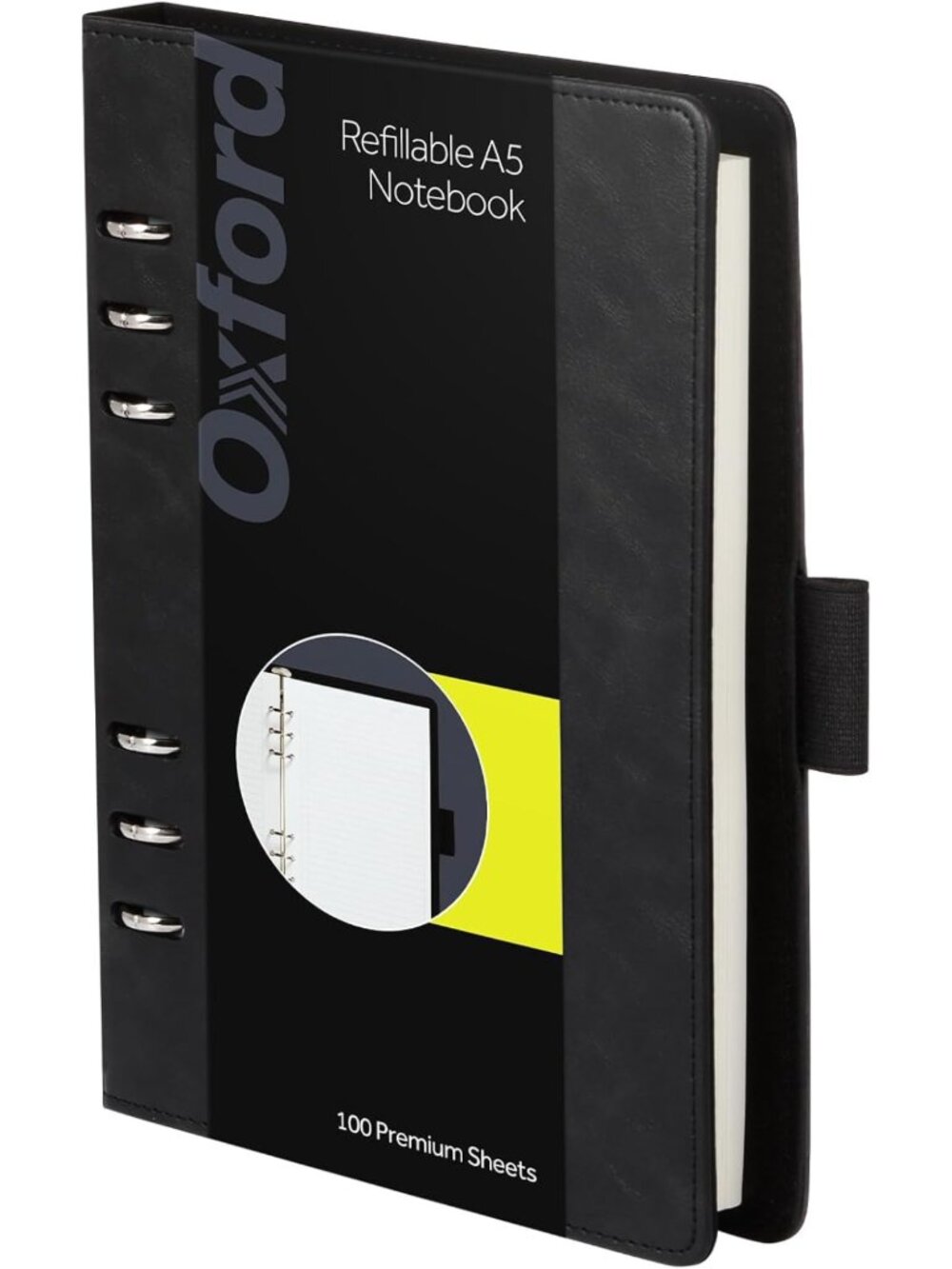 Professional 6-Ring Refillable Notebook, 7x9 Inch Writing Journal, Faux Leather